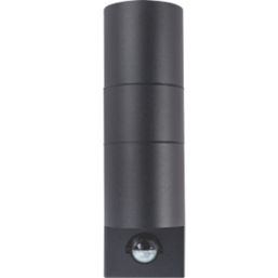 Luceco Azurar Outdoor Up/Down Wall Light With PIR Sensor Black