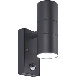 Luceco Azurar Outdoor Up / Down Wall Light With PIR Sensor Black