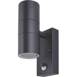 Luceco Azurar Outdoor Up / Down Wall Light With PIR Sensor Black