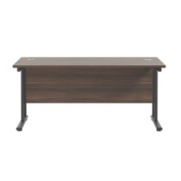 TC Group Aztec Twin Upright Rectangular Office Desk Dark Walnut/Black ...