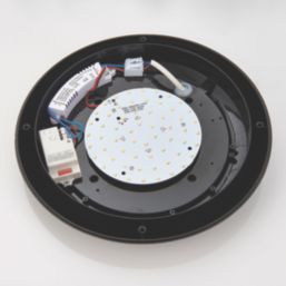 Saxby Seran Outdoor Round LED Bulkhead With Microwave Sensor Matt Black 12W 1000lm