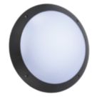 Saxby Seran Outdoor Round LED Bulkhead With Microwave Sensor Matt Black 12W 1000lm