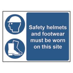 Essentials  "Safety Helmets And Footwear Must Be Worn" Sign 450mm x 600mm