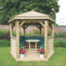 Forest HGG3MTTGFIN 10' x 9' (Nominal) Hexagonal Timber Gazebo with Assembly