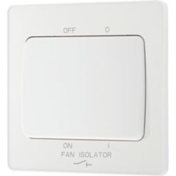 British General Evolve 10A 1-Gang 3-Pole Fan Isolator Switch Pearlescent White  with White Inserts