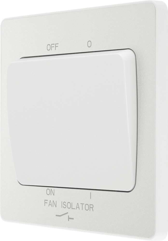 British General Evolve 10A 1-Gang 3-Pole Fan Isolator Switch Pearlescent White  with White Inserts