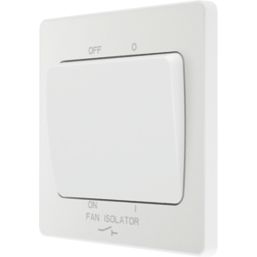 British General Evolve 10A 1-Gang 3-Pole Fan Isolator Switch Pearlescent White  with White Inserts