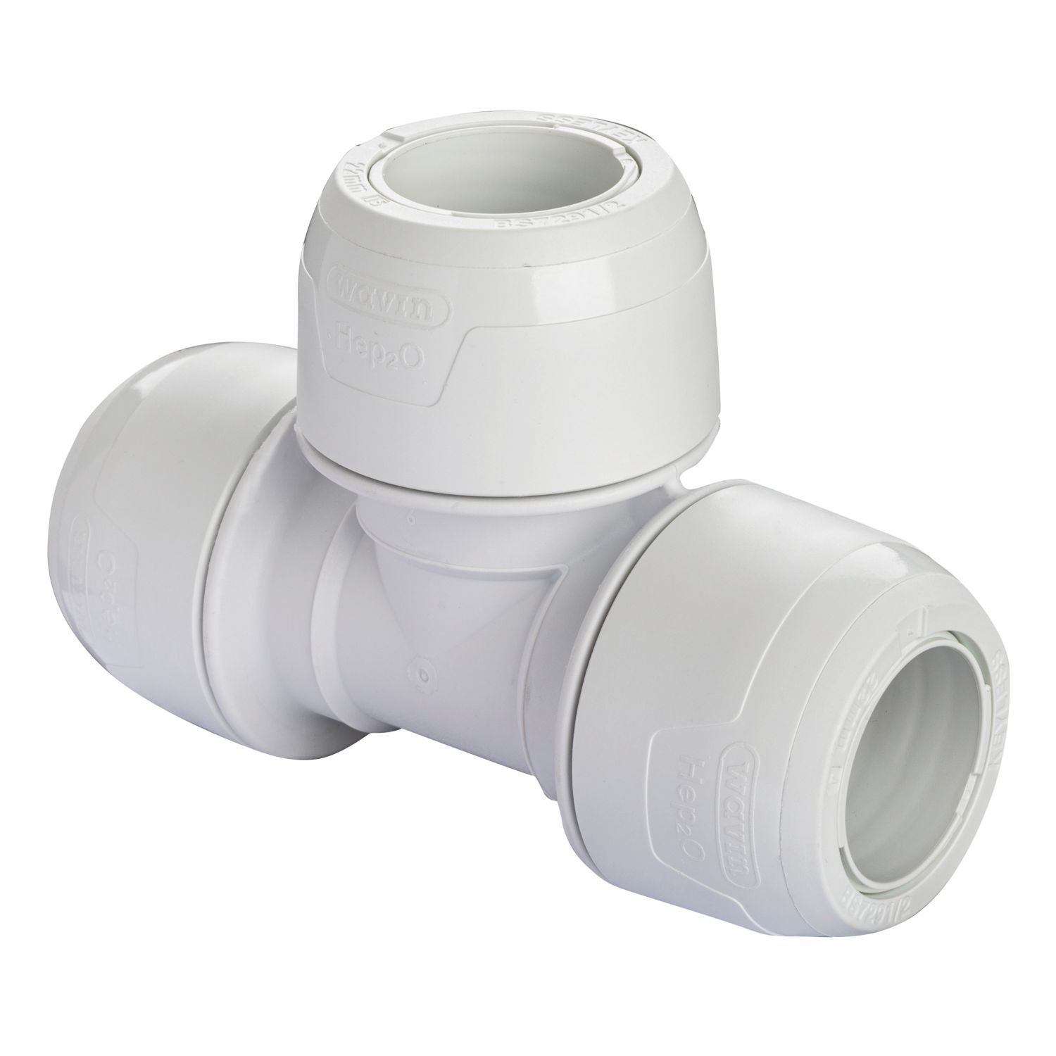 Hep2O Plastic Push-Fit Equal Keyless Tee 22mm 10 Pack (474RE)