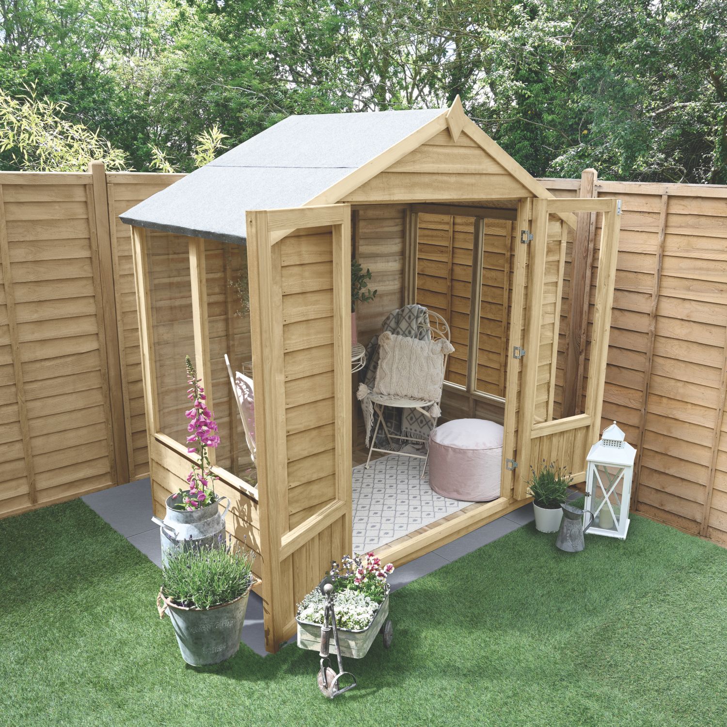 Forest Oakley 6' x 4' (Nominal) Apex Timber Summerhouse with Base & Assembly (474TF)