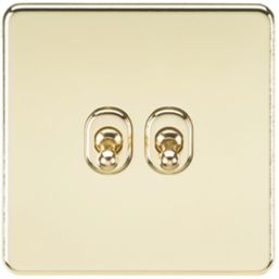 Knightsbridge  10AX 2-Gang 2-Way Light Switch  Polished Brass