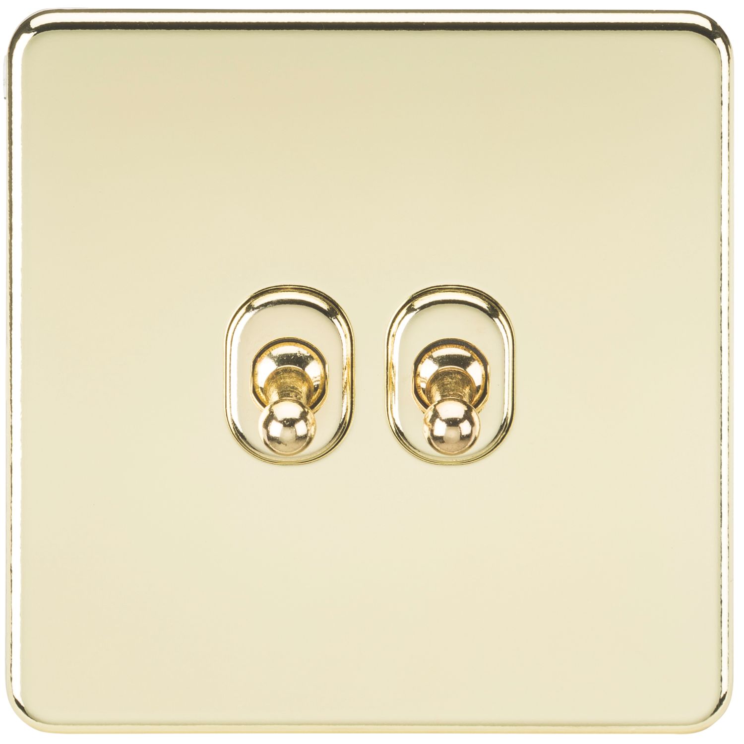 Knightsbridge 10AX 2-Gang 2-Way Light Switch Polished Brass (474TY)