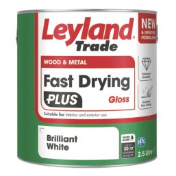 Leyland Trade 2.5Ltr Brilliant White Gloss Water-Based Trim Paint