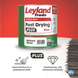 Leyland Trade 2.5Ltr Brilliant White Gloss Water-Based Trim Paint