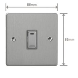 Varilight  20A 1-Gang 2-Pole Control Switch Brushed Steel with LED with Colour-Matched Inserts