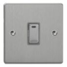 Varilight  20A 1-Gang 2-Pole Control Switch Brushed Steel with LED with Colour-Matched Inserts