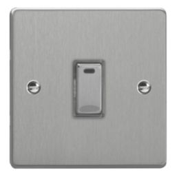 Varilight  20A 1-Gang 2-Pole Control Switch Brushed Steel with LED with Colour-Matched Inserts