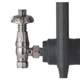 Arroll UK-18 15mm x 1/2" Black Nickel Angled Traditional Thermostatic Radiator Valve & Lockshield