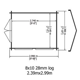 Shire Quantock 8' x 10' (Nominal) Apex Timber Log Cabin