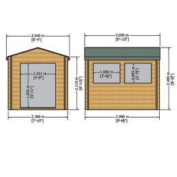 Shire Quantock 8' x 10' (Nominal) Apex Timber Log Cabin