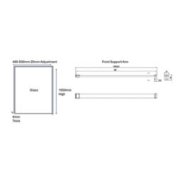 Palermo  Semi-Framed Showerwall Glass Chrome 500mm x 1950mm