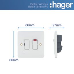 Hager Sollysta WMSSU83FON 13A Switched Fused Spur & Flex Outlet with LED White