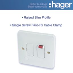 Hager Sollysta WMSSU83FON 13A Switched Fused Spur & Flex Outlet with LED White