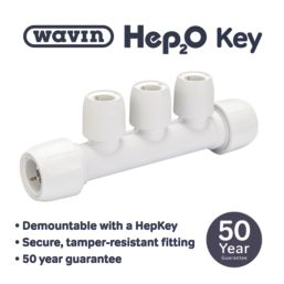 Hep2O  Plastic Push-Fit Reducing 3 Port Manifold 22mm x 15mm