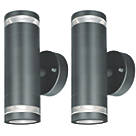 4lite Marinus Outdoor Up & Down Wall Light Anthracite Grey 2 Pack