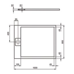 Ideal Standard i.life Ultraflat S Rectangular Shower Tray Jet Black 1000mm x 800mm x 30mm