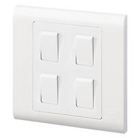 MK Essentials 13A 4-Gang 2-Way Light Switch  White with White Inserts