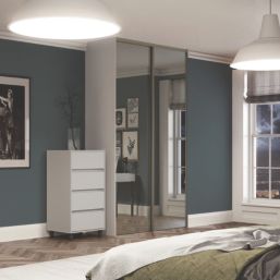 Spacepro Classic 2-Door Sliding Wardrobe Door Kit Nickel Frame Mirror Panel 1489mm x 2260mm