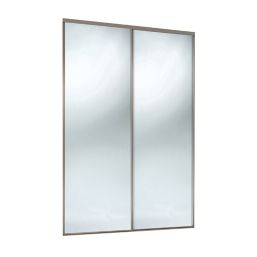 Spacepro Classic 2-Door Sliding Wardrobe Door Kit Nickel Frame Mirror Panel 1489mm x 2260mm