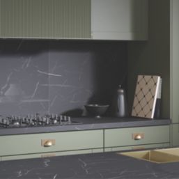 Wilsonart Omega Modern Laurent Square Edge  Matt Black Marble Effect Laminate Breakfast Bar 4100mm x 900mm x 38mm