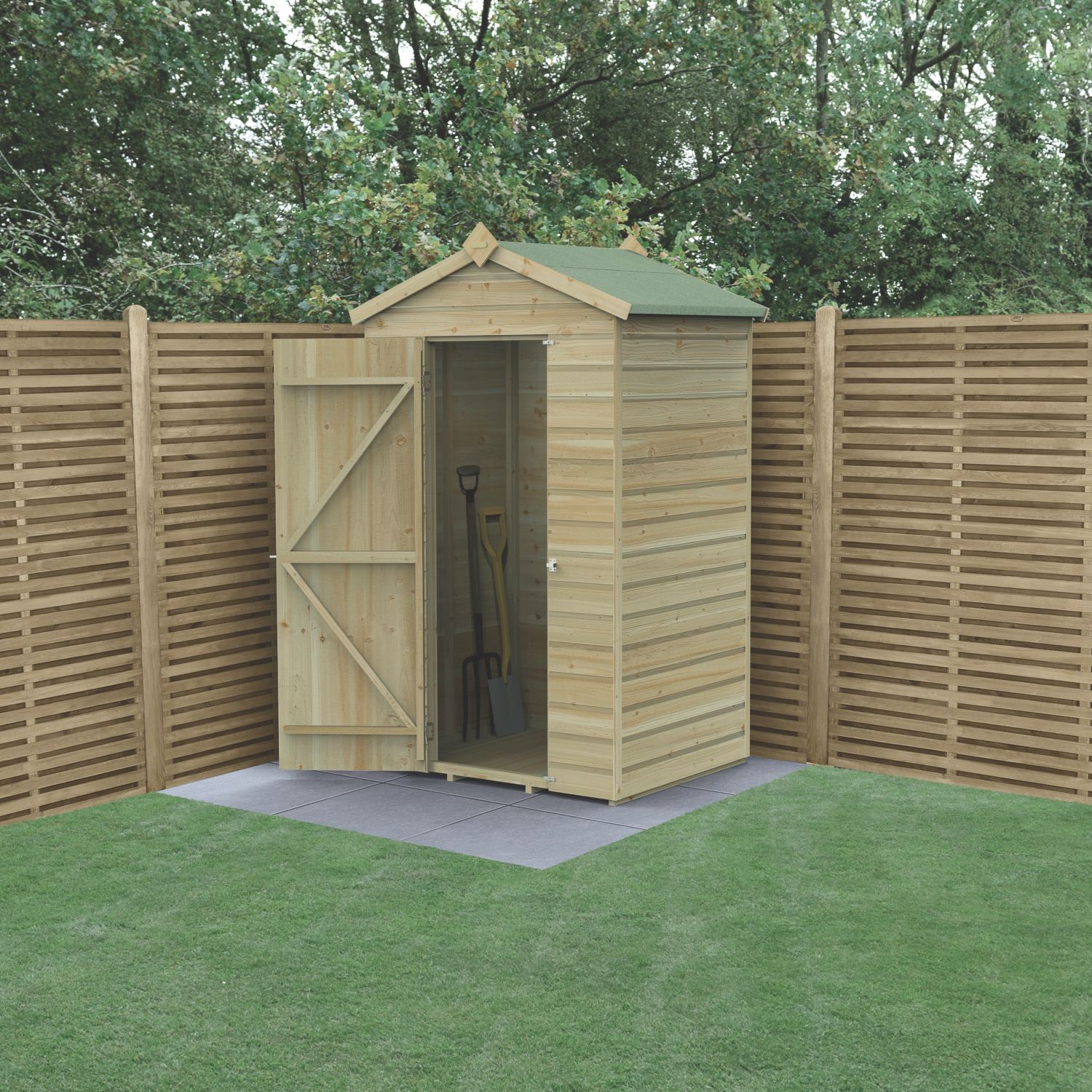 Forest Beckwood 4' x 3' (Nominal) Apex Shiplap Timber Shed with Base (475RF)