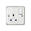 MK Contoura 13A 1-Gang DP Switched Plug Socket Brushed Stainless Steel  with White Inserts