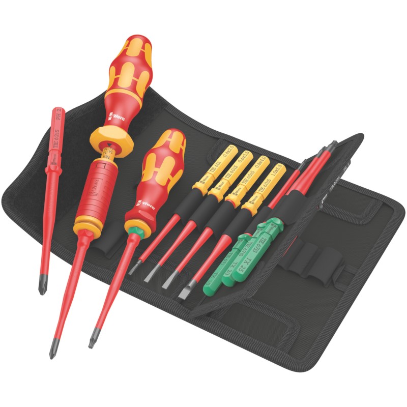 Wera Kraftform Kompakt Torque 1.2-3.0Nm Extra Slim 1 Tool Finder VDE Interchangeable Insulated Screwdriver Set 16 Pieces