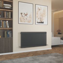 Azur 600mm x 1190mm 3896BTU Anthracite Horizontal 2 Column Radiator