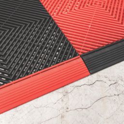 Swisstrax Ribtrax Pro Vented Garage Floor Tile Ramp Racing Red 400mm x 63mm 4 Pack