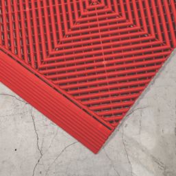 Swisstrax Ribtrax Pro Vented Garage Floor Tile Ramp Racing Red 400mm x 63mm 4 Pack
