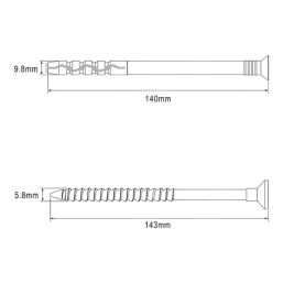Easyfix  Nylon & Steel Countersunk Head Hammer Fixings 10mm x 140mm 10 Pack