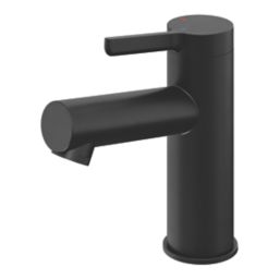 Refurb Swirl Bonda Black 136mm Cloakroom Round Head Mono Basin Mixer Tap  With Waste