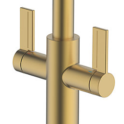 Clearwater Kira KIR30BB Double Lever Tap with Twin Spray Pull-Out  Brushed Brass PVD