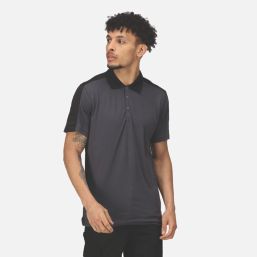 Regatta Contrast Coolweave Polo Shirt Seal Grey/Black Large 46" Chest