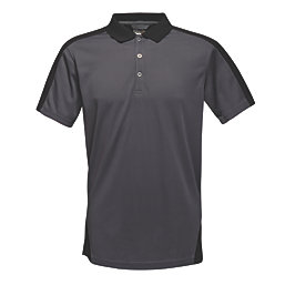 Regatta Contrast Coolweave Polo Shirt Seal Grey / Black Large 46" Chest