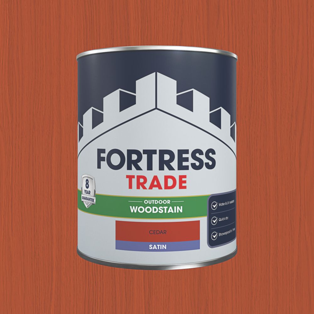 Fortress Trade 750ml Cedar Satin WaterBased Exterior Wood Stain Screwfix