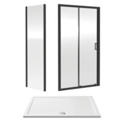 ETAL  Framed Rectangular Sliding Door Shower Enclosure & Tray  Matt Black 1390mm x 890mm x 1940mm