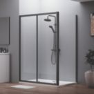 ETAL  Framed Rectangular Sliding Door Shower Enclosure & Tray  Matt Black 1390mm x 890mm x 1940mm