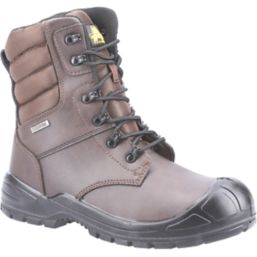 Amblers 240   Lace & Zip Safety Boots Brown Size 6.5