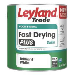 Leyland Trade 2.5Ltr Brilliant White Satin Water-Based Trim Paint