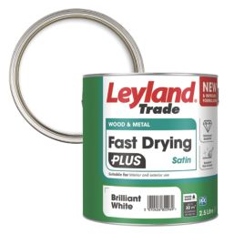 Leyland Trade 2.5Ltr Brilliant White Satin Water-Based Trim Paint